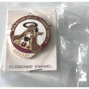 Guardian Angel Basset Dog Puppy Rescue Cloisonné Enamel Member Pin